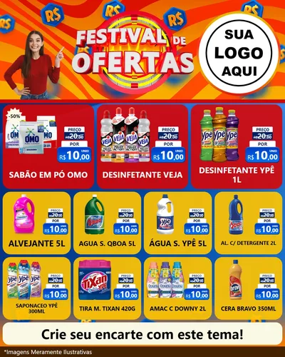 Modelo de Rede Social para Feed Instagram com o tema Festival de Ofertas para Produtos de Limpeza