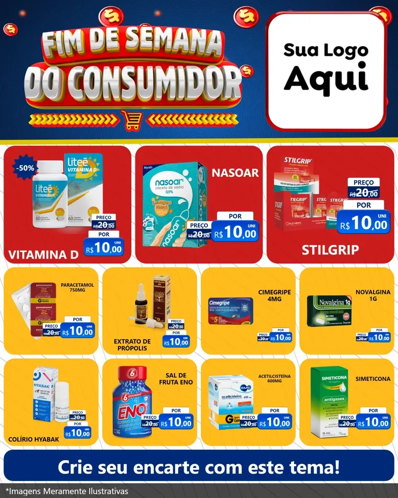 Modelo de Rede Social para Feed Instagram com o tema Fim de Semana do Consumidor para Farmácia