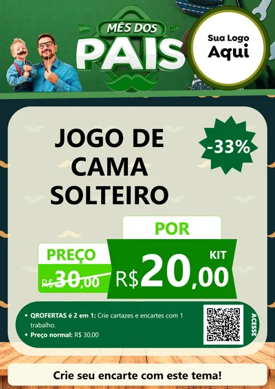 Modelo de Cartaz para Cartaz A4 Vertical com o tema Mês dos Pais para Cama, Mesa e Banho