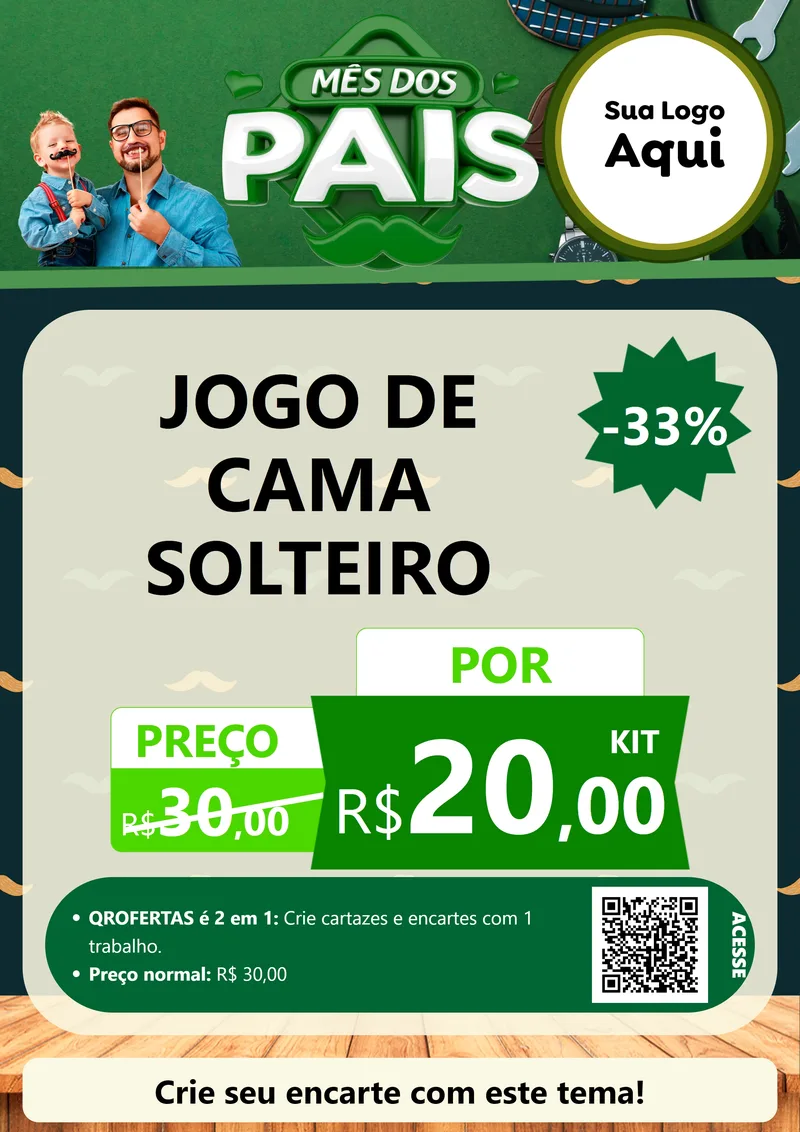 Modelo de Cartaz para Cartaz A4 Vertical com o tema Mês dos Pais para Cama, Mesa e Banho