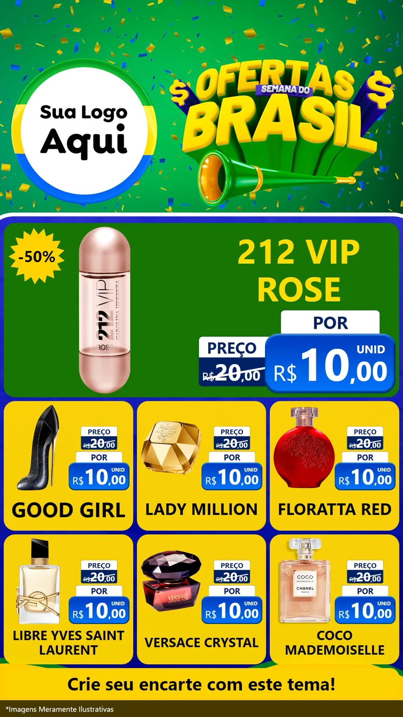 Modelo de Rede Social para Stories com o tema Ofertas Semana do Brasil para Perfumes