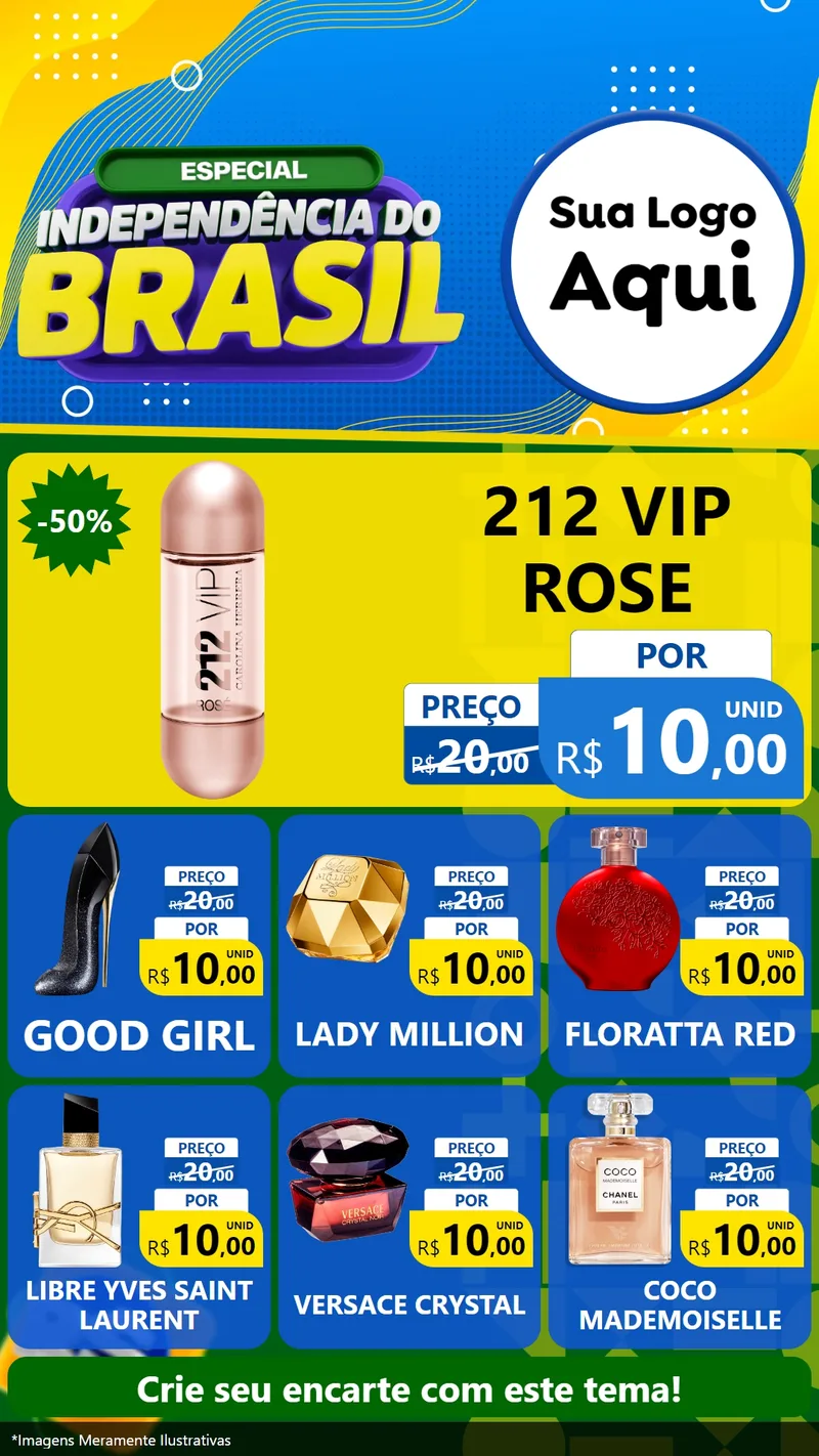 Modelo de Rede Social para Stories com o tema Especial Independência do Brasil para Perfumes