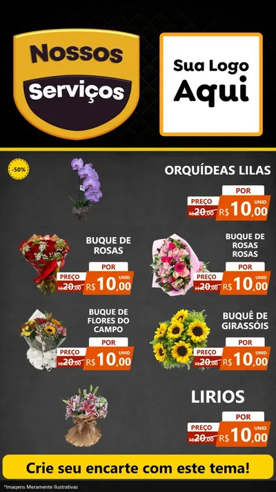 Modelo de TV para TV Vertical com o tema Nossos Serviços para Floricultura e jardim