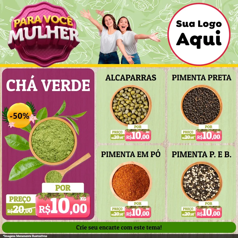 Modelo de Rede Social para Feed Facebook com o tema Para Você Mulher para Produtos Naturais