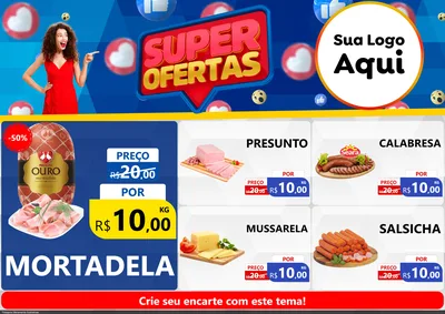Modelo de Encarte para Encarte A4 Horizontal com o tema Super Ofertas para Frios e Laticínios