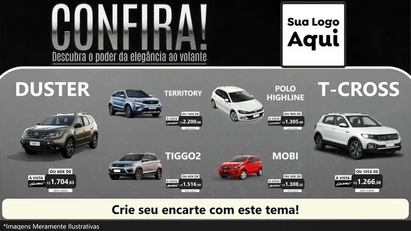 Modelo de TV para TV Horizontal com o tema Confira! Descubra o poder da elegância ao volante. para Concessionaria de Carros