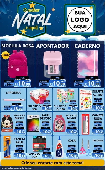 Modelo de Encarte para Encarte Grande com o tema O Melhor Natal É Aqui! para Papelaria