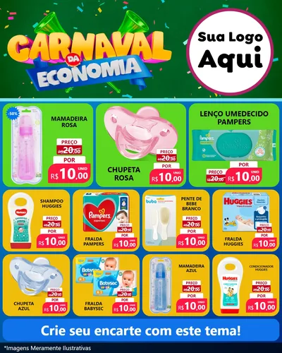 Modelo de Rede Social para Feed Instagram com o tema Carnaval da Economia para Bebês