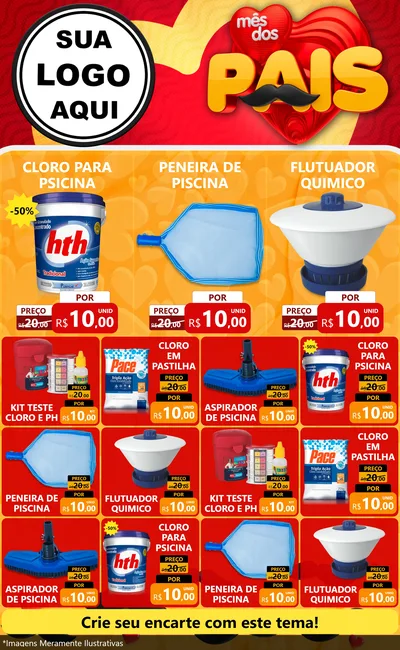 Modelo de Encarte para Encarte Grande com o tema Mês Dos Pais para Produtos para Piscina