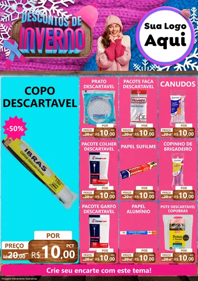 Modelo de Encarte para Encarte A4 Vertical com o tema Descontos de Inverno para Embalagens