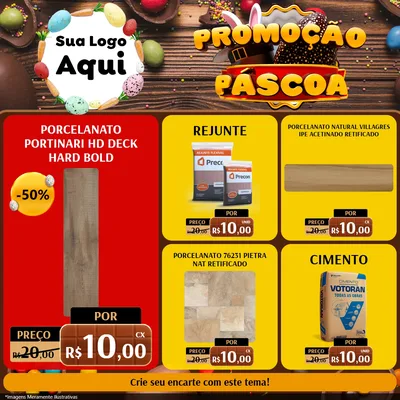 Modelo de Rede Social para Feed Facebook com o tema Promoção Páscoa para Pisos e revestimentos