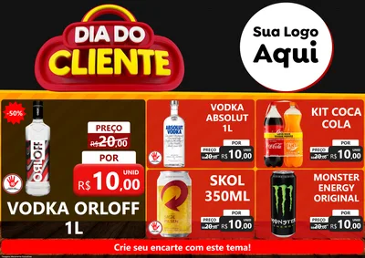 Modelo de Encarte para Encarte A4 Horizontal com o tema Dia do Cliente para Distribuidora de bebidas