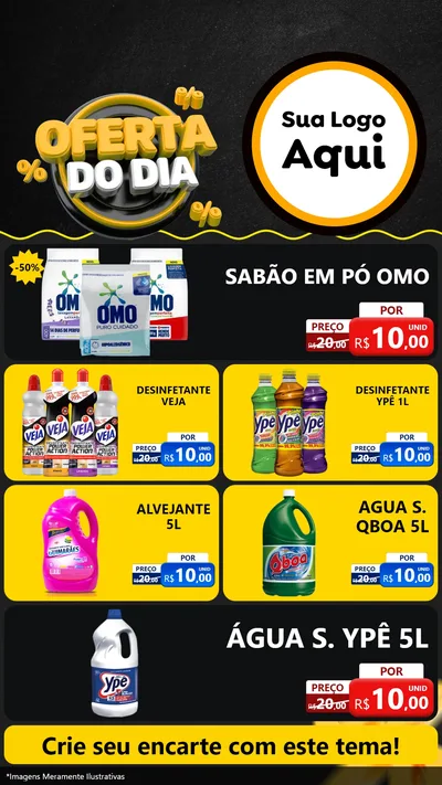 Modelo de TV para TV Vertical com o tema Oferta Do Dia para Produtos de Limpeza