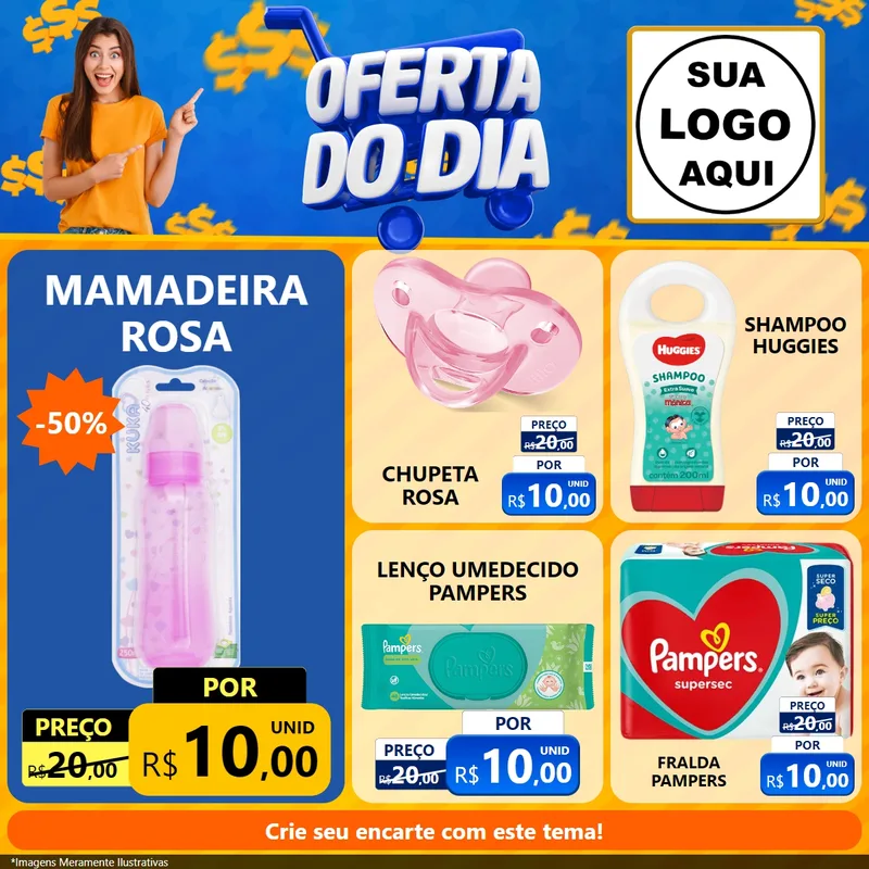 Modelo de Rede Social para Feed Facebook com o tema Oferta do Dia para Bebês