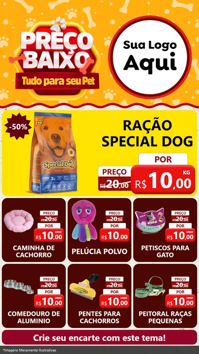 Modelo de Rede Social para Stories com o tema Preço Baixo - Tudo Para Seu Pet para Pet Shop