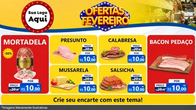 Modelo de TV para TV Horizontal com o tema Ofertas de Fevereiro para Frios e Laticínios