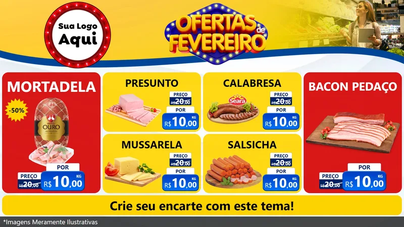 Modelo de TV para TV Horizontal com o tema Ofertas de Fevereiro para Frios e Laticínios