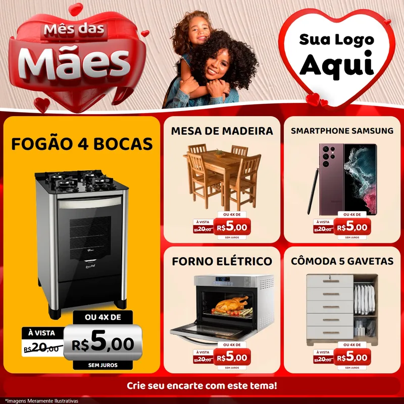 Modelo de Rede Social para Feed Facebook com o tema Mês das Mães para Móveis e Eletro