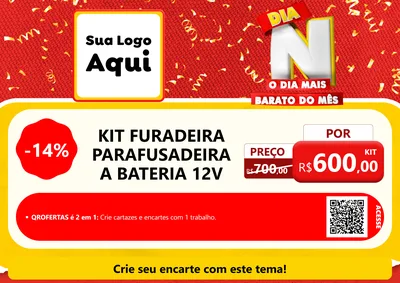 Modelo de Cartaz para Cartaz A4 Horizontal com o tema Dia N o Dia Mais Barato do Mês para Maquinas e Ferramentas