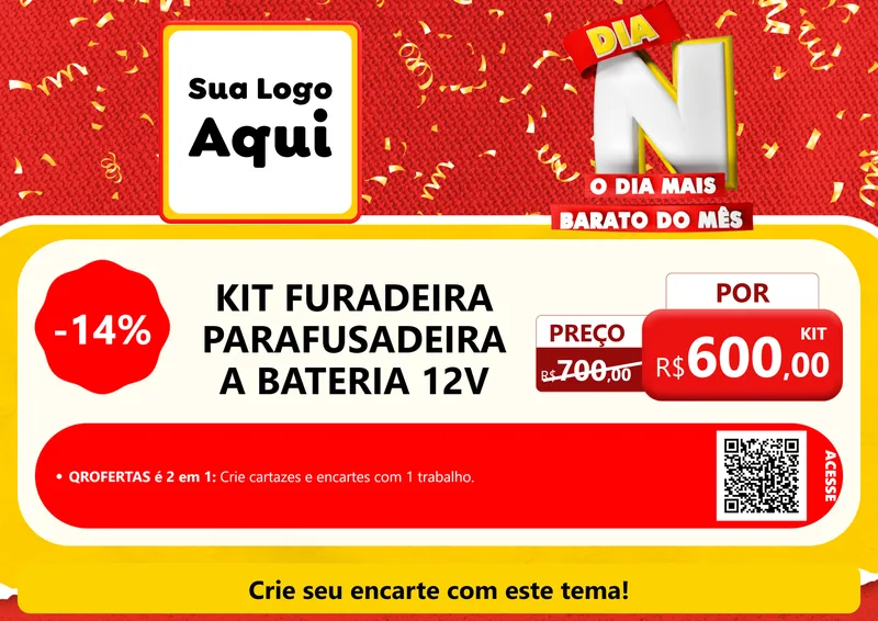 Modelo de Cartaz para Cartaz A4 Horizontal com o tema Dia N o Dia Mais Barato do Mês para Maquinas e Ferramentas