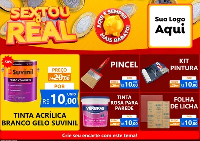 Modelo de Encarte para Encarte A4 Horizontal com o tema Sextou do Real para Tintas e Ferramentas