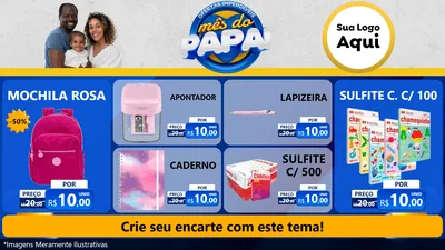 Modelo de TV para TV Horizontal com o tema Ofertas Imperdíveis Mês Do Papai para Papelaria