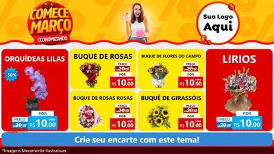 Modelo de TV para TV Horizontal com o tema Comece Março Economizando para Floricultura e jardim