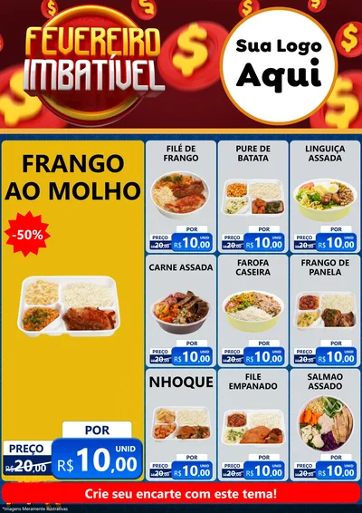Modelo de Encarte para Encarte A4 Vertical com o tema Fevereiro Imbatível para Restaurante