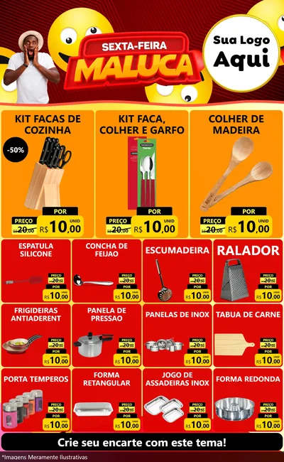 Modelo de Encarte para Encarte Grande com o tema Sexta-feira Maluca para Utilidades Domésticas