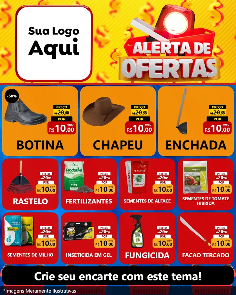Modelo de Rede Social para Feed Instagram com o tema Alerta de Ofertas para Agropecuária