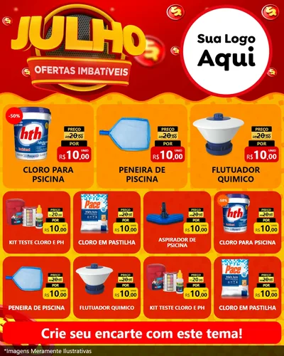 Modelo de Rede Social para Feed Instagram com o tema Julho Ofertas Imbatíveis para Produtos para Piscina