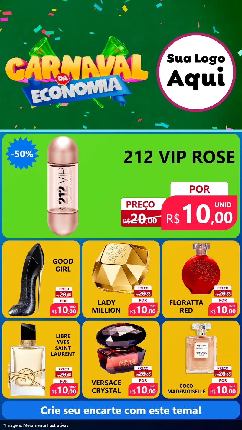 Modelo de Rede Social para Stories com o tema Carnaval da Economia para Perfumes