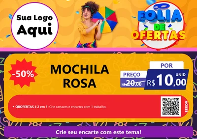 Modelo de Cartaz para Cartaz A4 Horizontal com o tema Folia de Ofertas para Papelaria