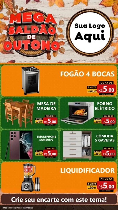 Modelo de TV para TV Vertical com o tema Mega Saldão de Outono para Móveis e Eletro