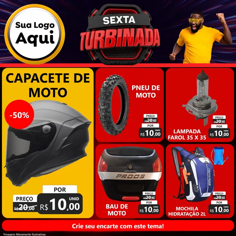 Modelo de Rede Social para Feed Facebook com o tema Sexta Turbinada para Moto peças