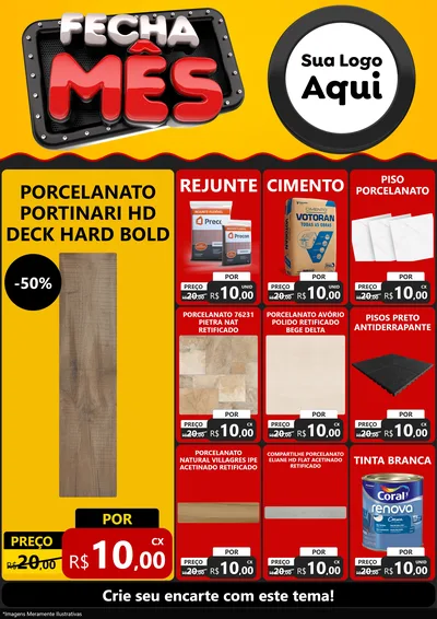Modelo de Encarte para Encarte A4 Vertical com o tema Fecha Mês para Pisos e revestimentos