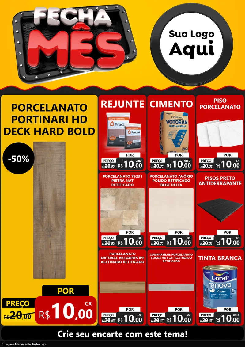 Modelo de Encarte para Encarte A4 Vertical com o tema Fecha Mês para Pisos e revestimentos