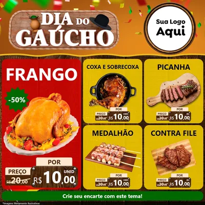 Modelo de Rede Social para Feed Facebook com o tema Dia do Gaúcho para Assados