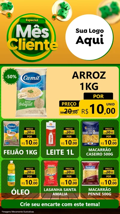 Modelo de Rede Social para Stories com o tema Especial Mês do Cliente para Supermercado
