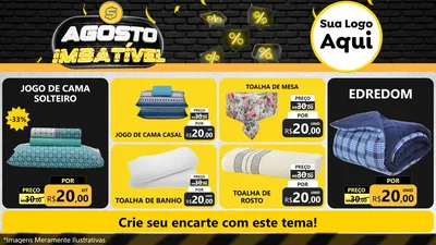 Modelo de TV para TV Horizontal com o tema Agosto Imbatível para Cama, Mesa e Banho