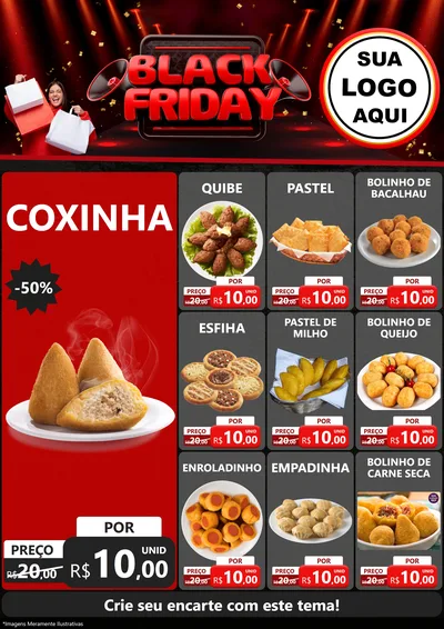 Modelo de Encarte para Encarte A4 Vertical com o tema Black Friday para Salgadaria