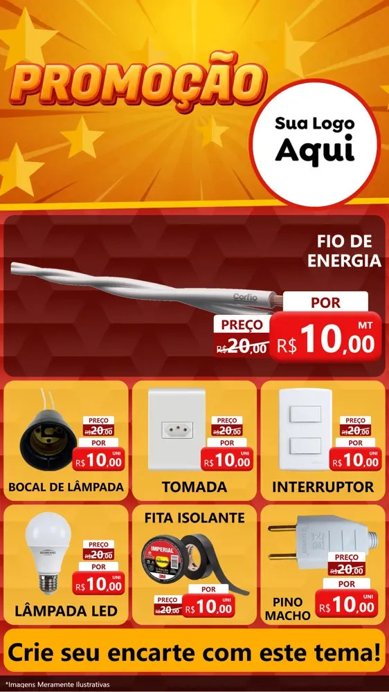 Modelo de Rede Social para Stories com o tema Promoção para Materiais Elétricos