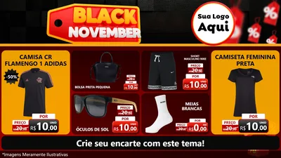 Modelo de TV para TV Horizontal com o tema Black November para Roupas e acessórios