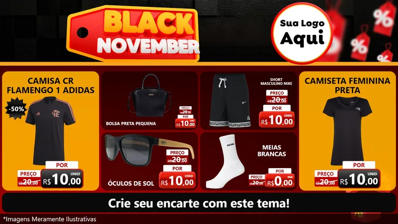 Modelo de TV para TV Horizontal com o tema Black November para Roupas e acessórios