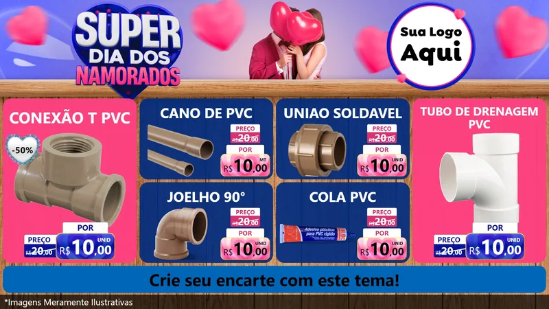 Modelo de TV para TV Horizontal com o tema Super Dia dos Namorados para Tubos e conexões