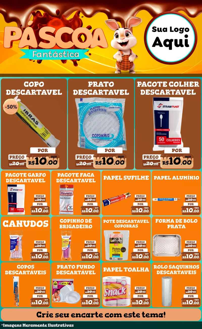 Modelo de Encarte para Encarte Grande com o tema Páscoa Fantástica para Embalagens