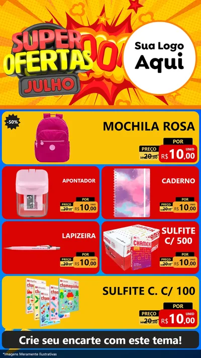 Modelo de TV para TV Vertical com o tema Super Ofertas Julho para Papelaria