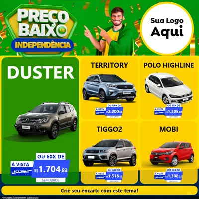 Modelo de Rede Social para Feed Facebook com o tema Preço Baixo de Independência para Concessionaria de Carros
