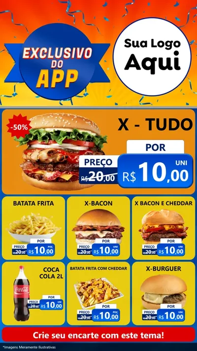 Modelo de Rede Social para Stories com o tema Exclusivo do Aplicativo para Hamburgueria