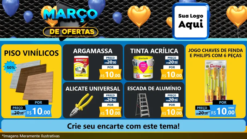 Modelo de TV para TV Horizontal com o tema Março de Ofertas para Material para Construção